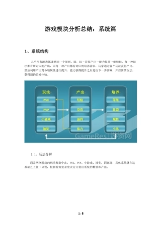 游戏模块分析总结：系统篇
