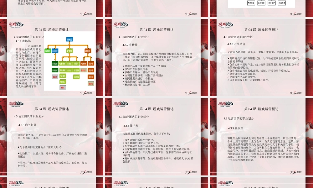 游戏运营管理：第04课游戏运营概述