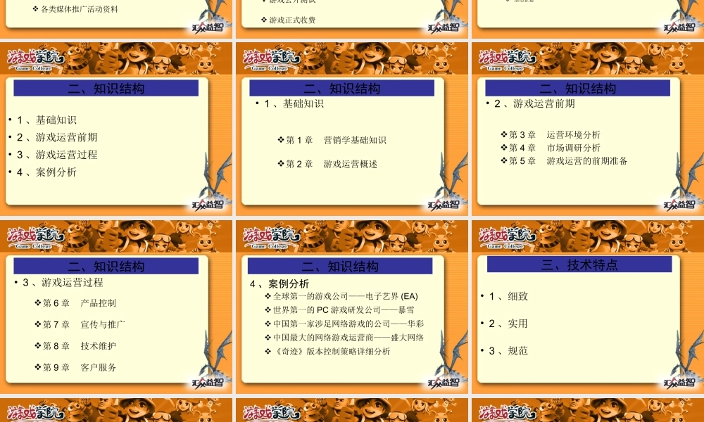 游戏运营管理课程体系介绍