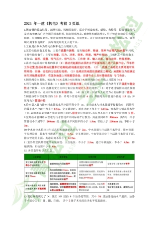 盘古文库-2024年一建《机电》考前3页纸