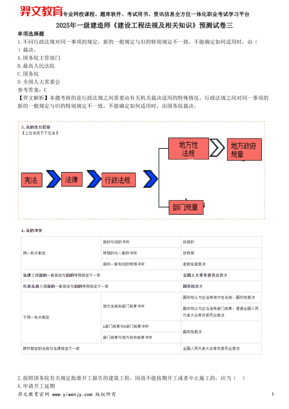 2025年一级建造师《建设工程法规及相关知识》预测试卷三_第1页