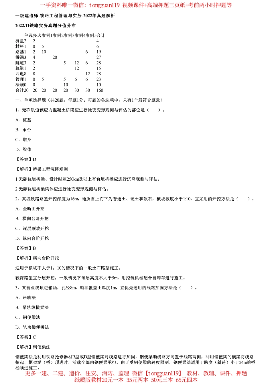 2022年一建铁路实务考试真题（一题一答案）_第1页