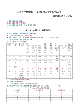 2024年一级建造师《水利水电工程管理与实务》猛龙过江系列口袋书