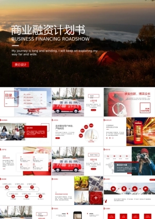 红色商业路演创业计划书动画PPT模板