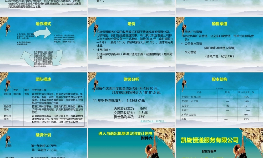 凯旋慢递创业计划ppt展示