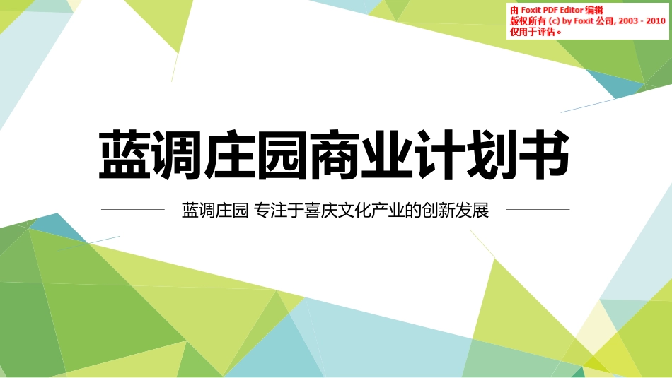 蓝调庄园一站式婚礼策划商业计划书_第1页