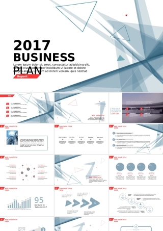 商业计划书极简扁平灰红质感配色商务简约工作计划模板