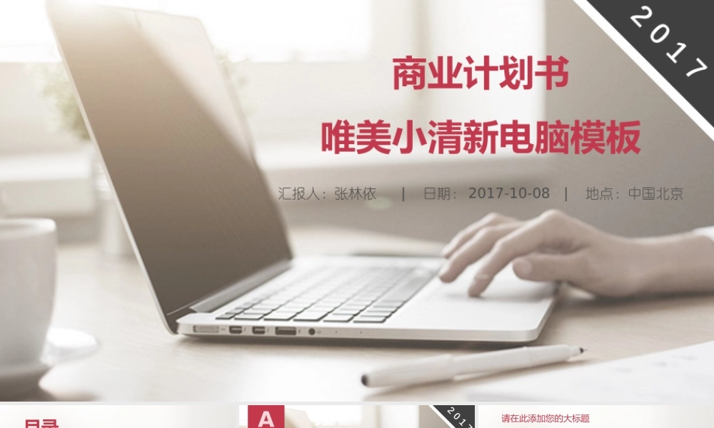 商业计划书唯美小清新电脑模板