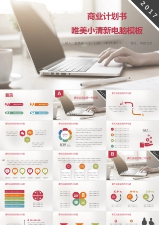商业计划书唯美小清新电脑模板
