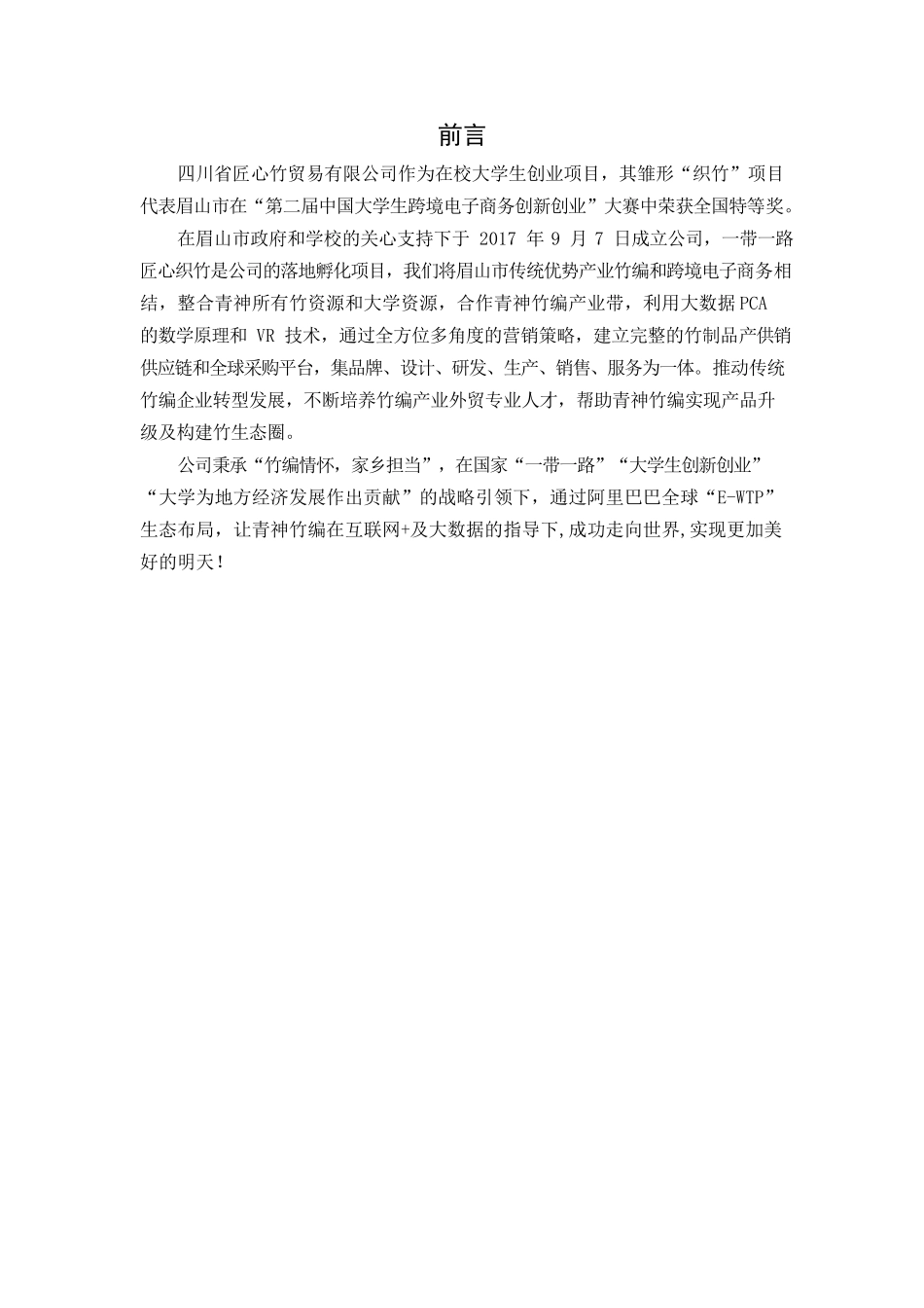 一带一路 匠心织竹_计划书_第2页
