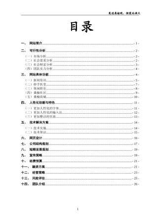 “桑榆”网站商业计划书