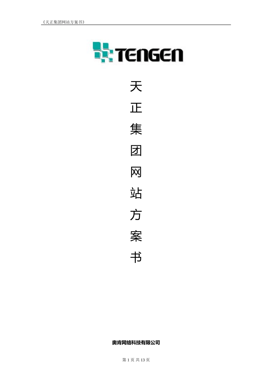天正集团网站方案书_第1页
