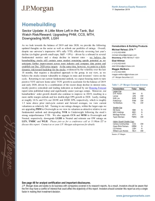 JP 摩根-美股-房地产行业-住宅建筑行业策略研究