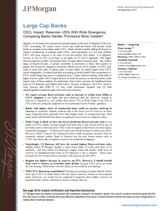 JP 摩根-美股-银行业-大型银行业：准备金增加%，与银行相比差异较大