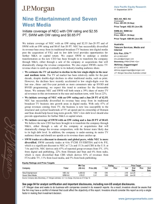 JP 摩根-亚太地区-互联网与媒体行业-九号台娱乐（NEC）与七西传媒公司投资策略