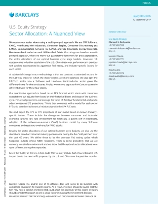 巴克莱-美股-股票策略-美国股票策略：行业配置--文库