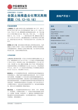 房地产开发Ⅱ：全国土地推盘去化情况高频跟踪
