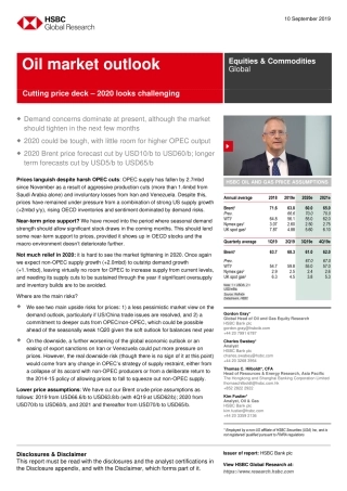 汇丰银行-全球-石油与天然气行业-石油市场展望：价格削减——年看起来具有挑战性--文库