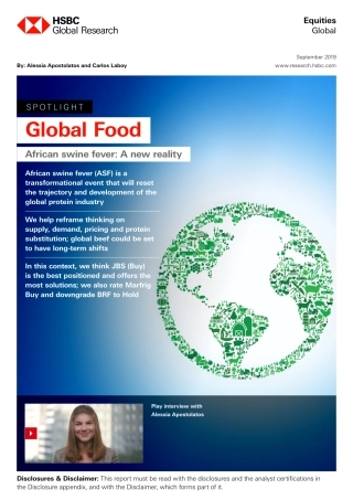 汇丰银行-全球-食品行业-非洲猪瘟：一个新的现实--文库