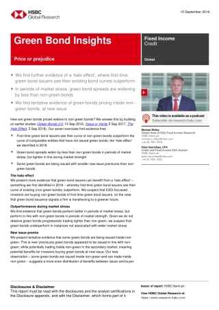汇丰银行-全球-信贷策略-绿色债券洞察：价格或偏见--文库