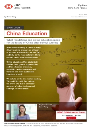 汇丰银行-中国在线教育行业报告--文库