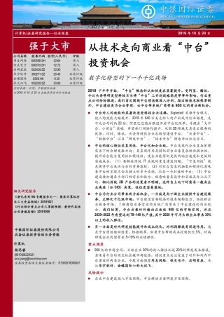计算机行业深度：从技术走向商业看“中台”投资机会-数字化转型的下一个千亿战场