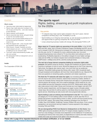 麦格理-全球-体育行业-体育行业报告：权利、博彩、流媒体与利润对世纪年代的影响--页