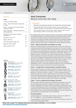 麦格理-亚太地区-消费品行业-亚洲消费者：美丽不只是外表--页