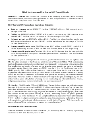 年Q哔哩哔哩财报