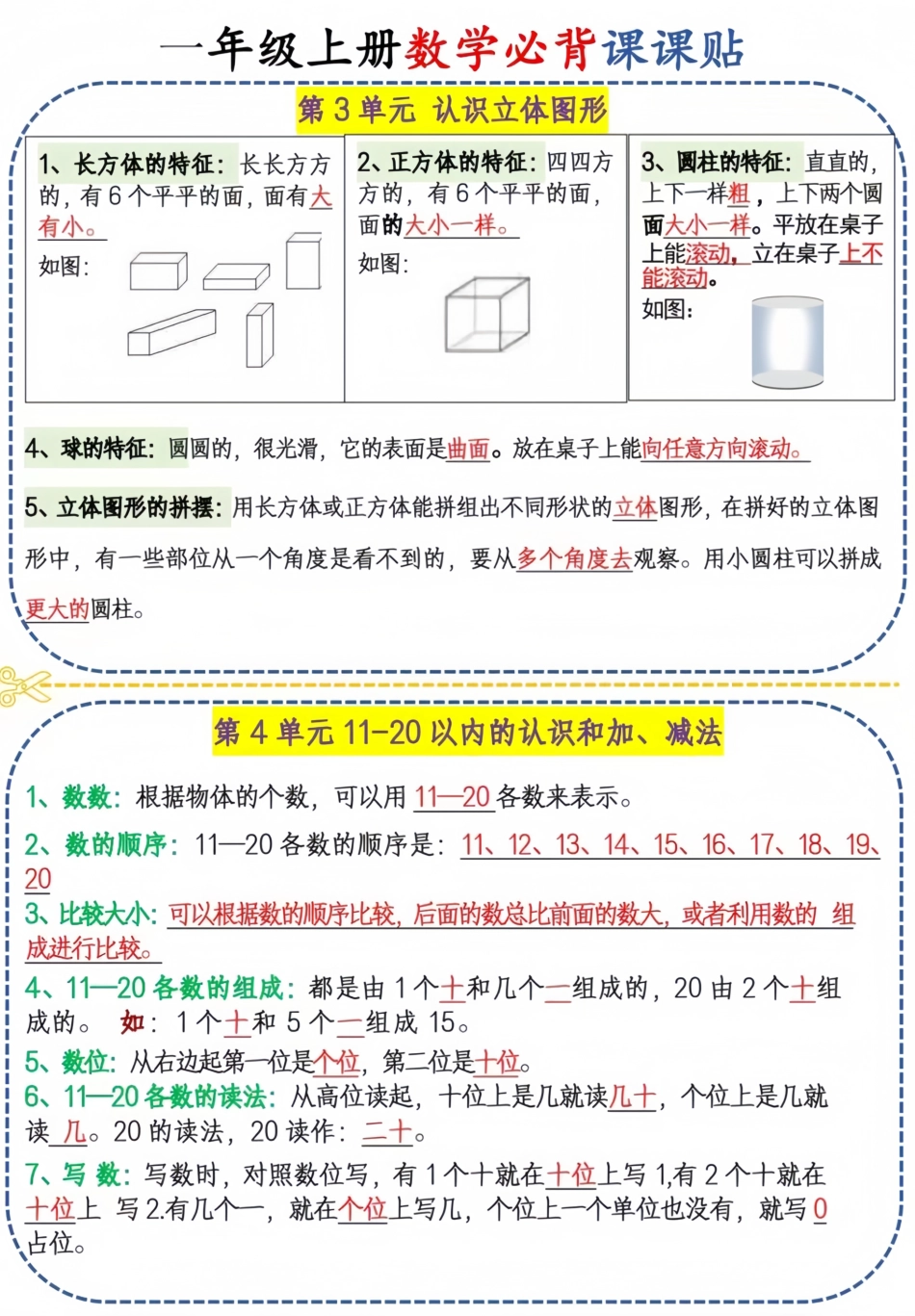 【1年级】数学上册必背笔记_第2页