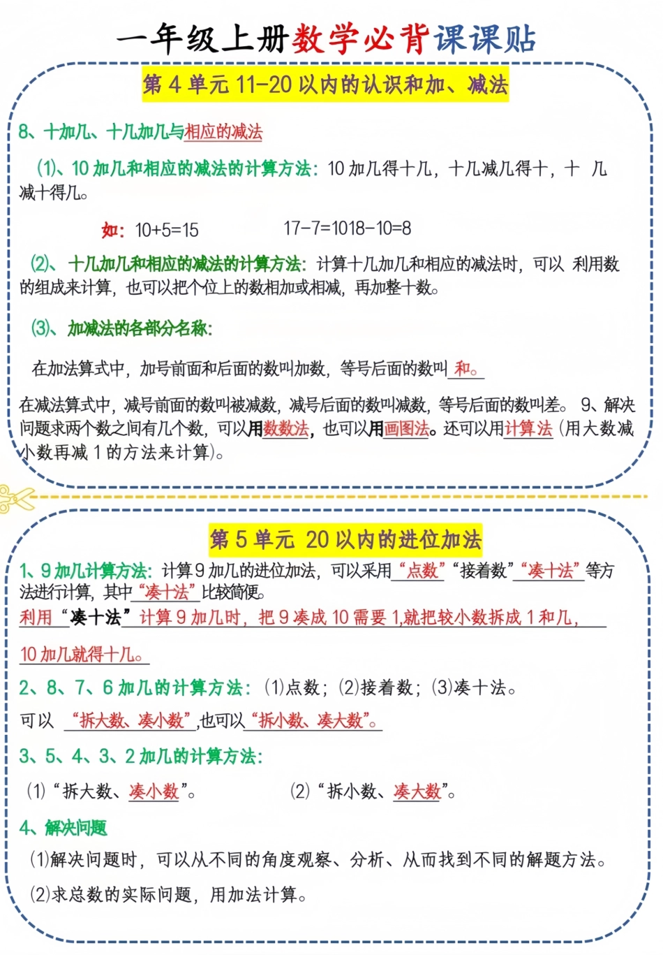 【1年级】数学上册必背笔记_第3页