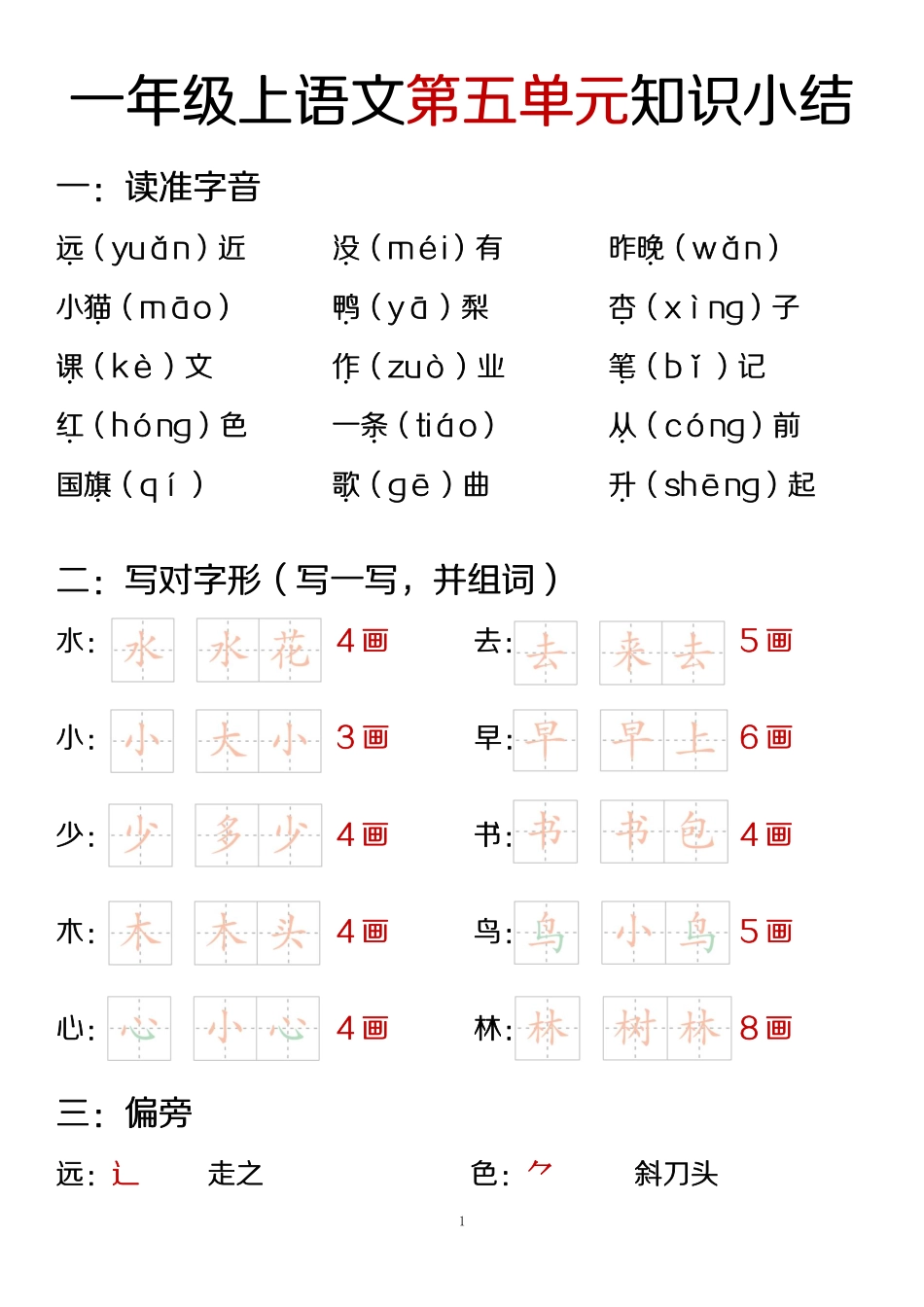 一(上)语文第五单元知识重点1_第1页