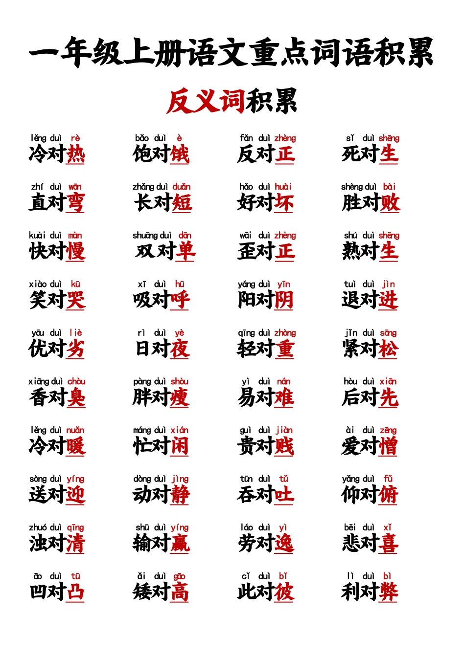 一年级反义词对子歌_第2页