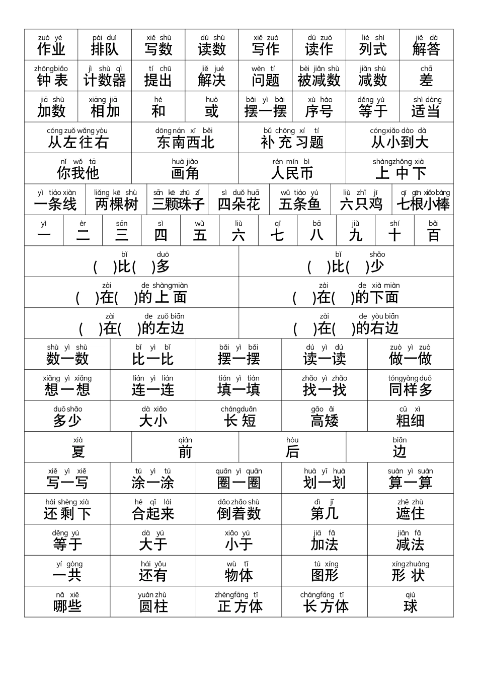 一年级数学常用字认读_第3页