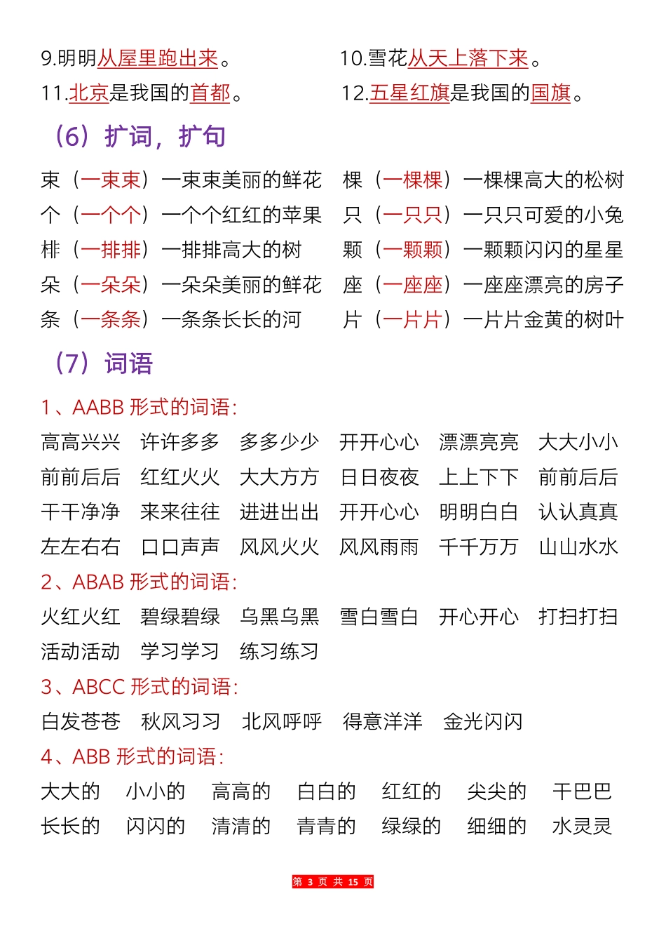 一年级语文期末复习内容总结_第3页