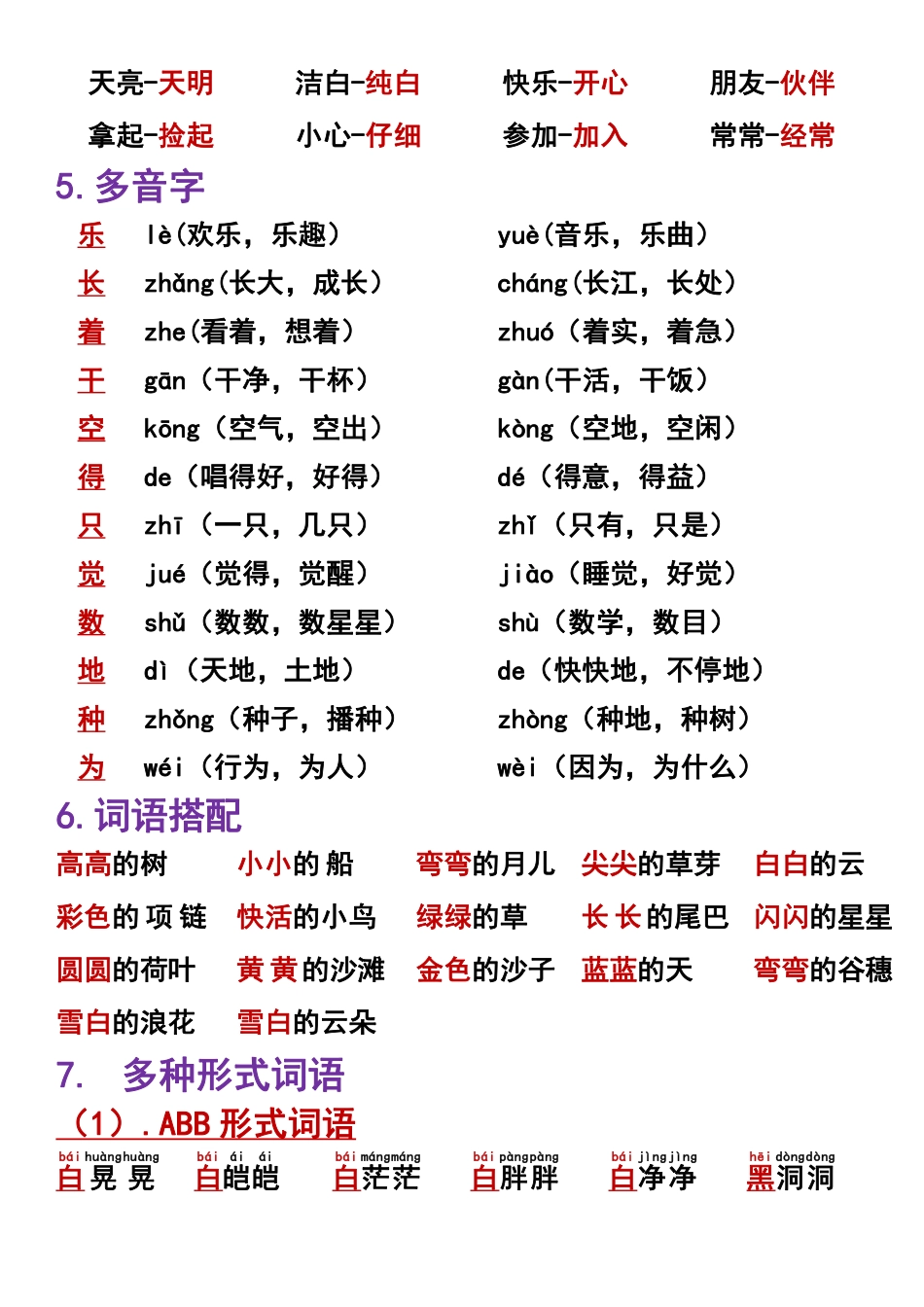 一年级语文上册重点内容梳理晨读晚背_第2页
