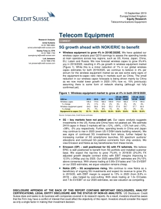 瑞信-欧洲-电信设备行业-电信设备：未来G的增长将得益于NOK与ERIC--页