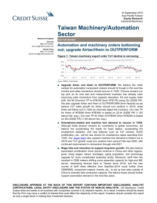 瑞信-亚太地区-机械与自动化行业-台湾机械与自动化行业：自动化和机械订单触底回升--页