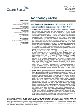 瑞信-亚太地区-科技行业-亚洲硬件科技行业反馈：年G将爆发，尽管-月存在短期调整风险--页