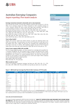 瑞银-澳大利亚-投资策略-澳大利亚新兴企业月月报：赛后分析--页