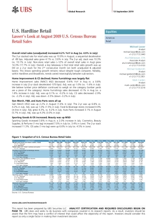 瑞银-美股-零售业-美国硬线零售：年月美国人口普查局零售额分析--页