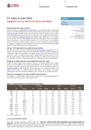 瑞银-美股-汽车与汽车零部件行业-美国汽车与汽车零部件行业：供应商增加了，但经济衰退的风险也增加了--页