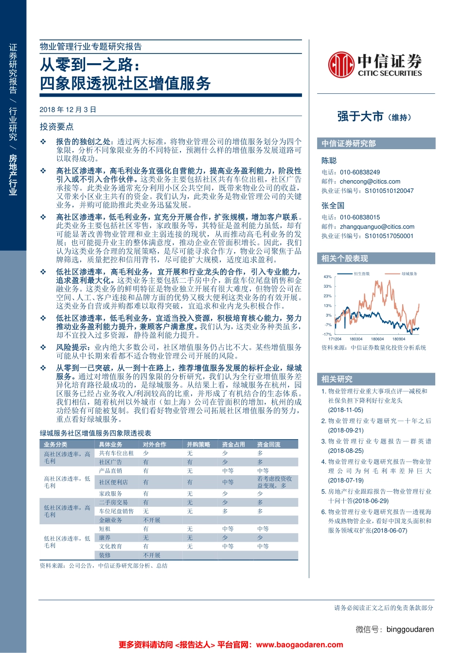 物业管理：从零到一之路，四象限透视社区增值服务-中信证券--页_第1页