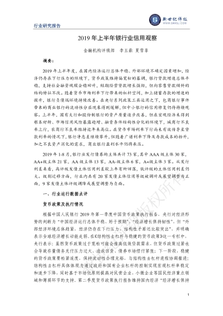 新世纪评级-年上半年银行业信用观察--页