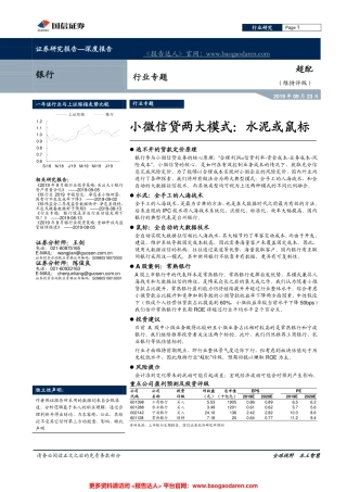 银行业：小微信贷两大模式--国信证券-页