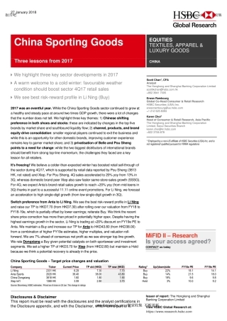 中国体育用品：从年得出的三大教训（英文版）