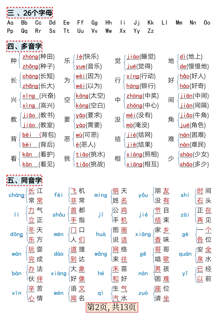 ★新版一年级年级语文下册全册重点知识总结文档_第2页