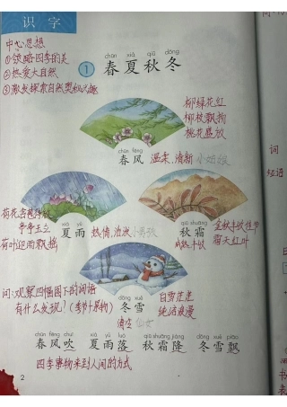 2024年一年级年级下册语文最新版课堂手写笔记