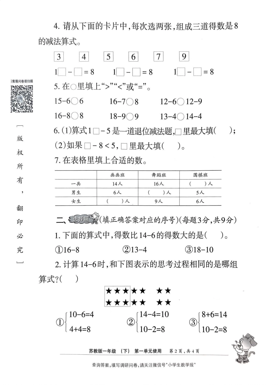 2024年一年级下《小学生数学报》苏教_第2页