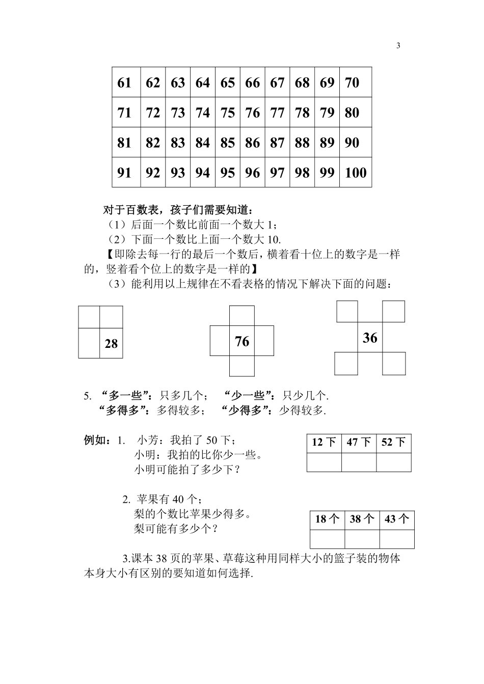 一年级（下）苏教版数学知识点和梳理_第3页